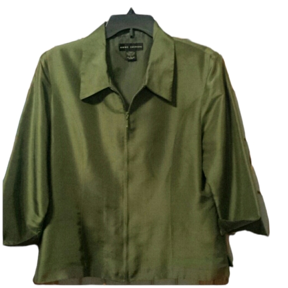Silk Anne Carson Green Blazer sz Large - Picture 6 of 7